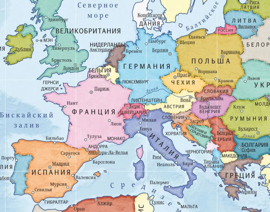 Карта Испании и Франции